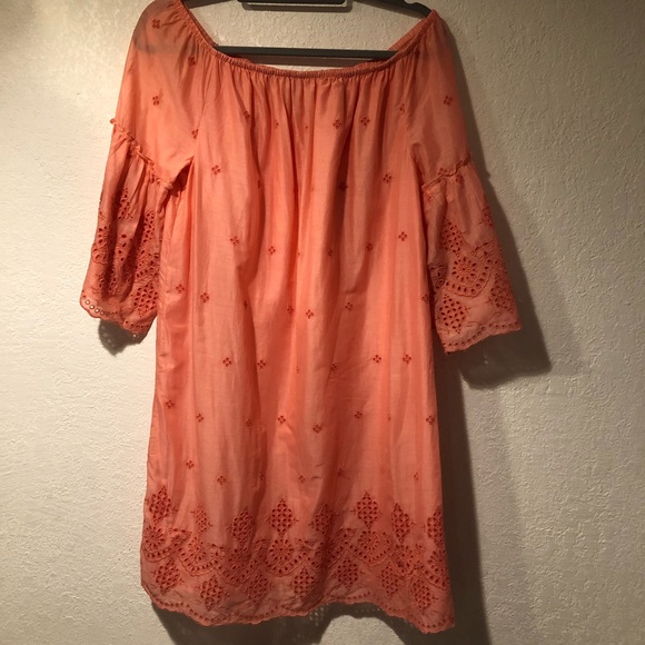 Cotton coral mini dress - Picture 2 of 8